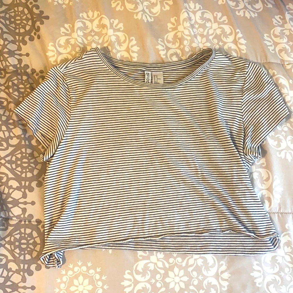 medium black & white striped crop top, SUPER soft